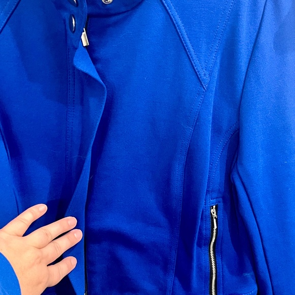 Cache Royal Blue Zip Up Moto Jacket Blazer Size 14 Bomber Jacket - Picture 6 of 6